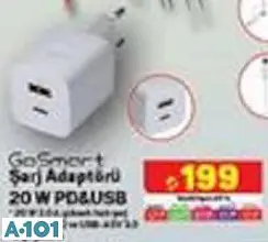 GOSMART ŞARJ ADAPTÖRÜ 20 W PO&USB